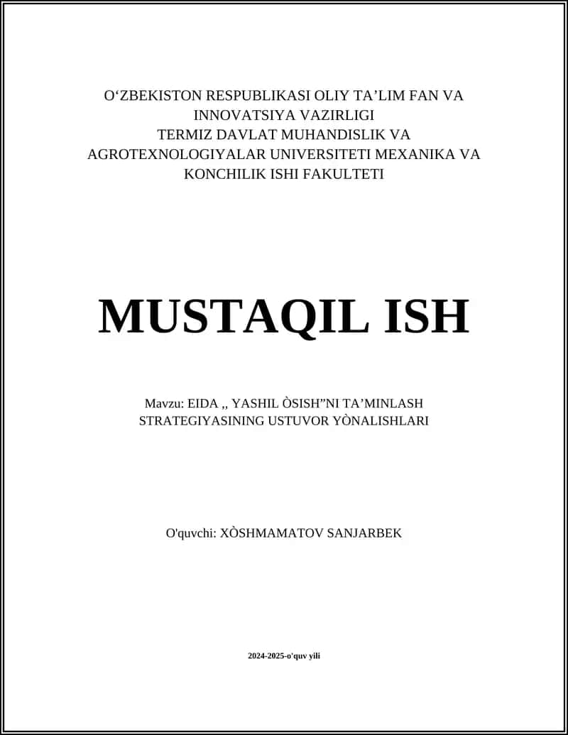 Yashil iqtisodiyot va barqaror rivojlanish