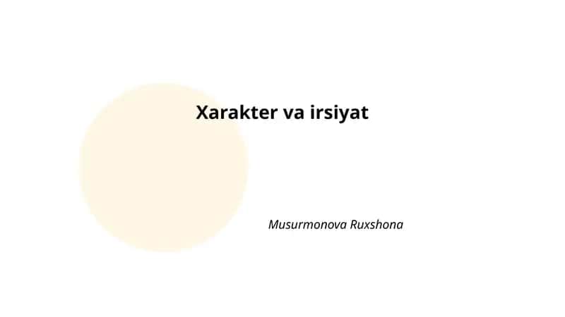Xarakter va irsiyat