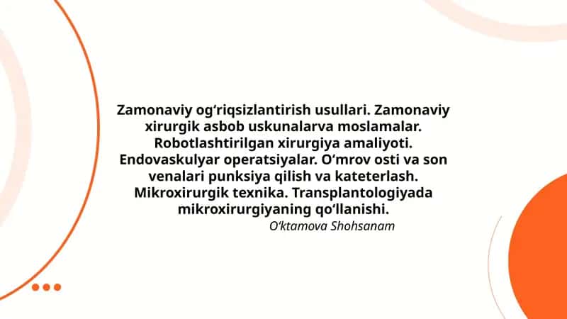 Zamonaviy ogʻriqsizlantirish usullari