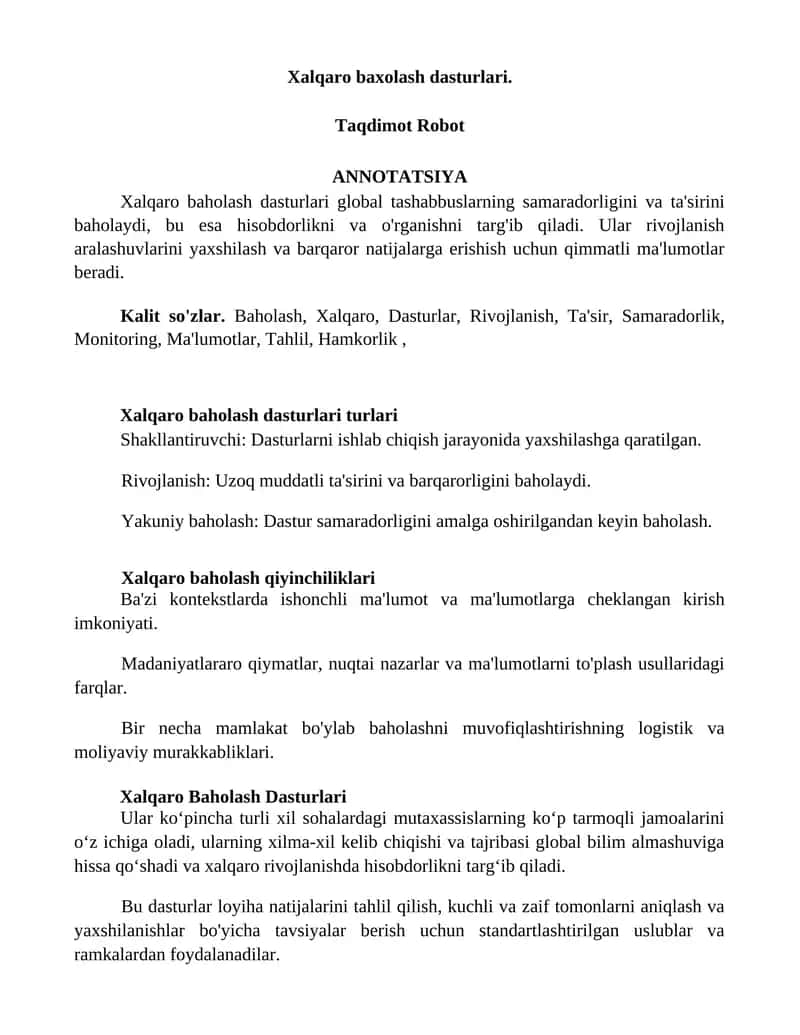 Xalqaro baholash dasturlari