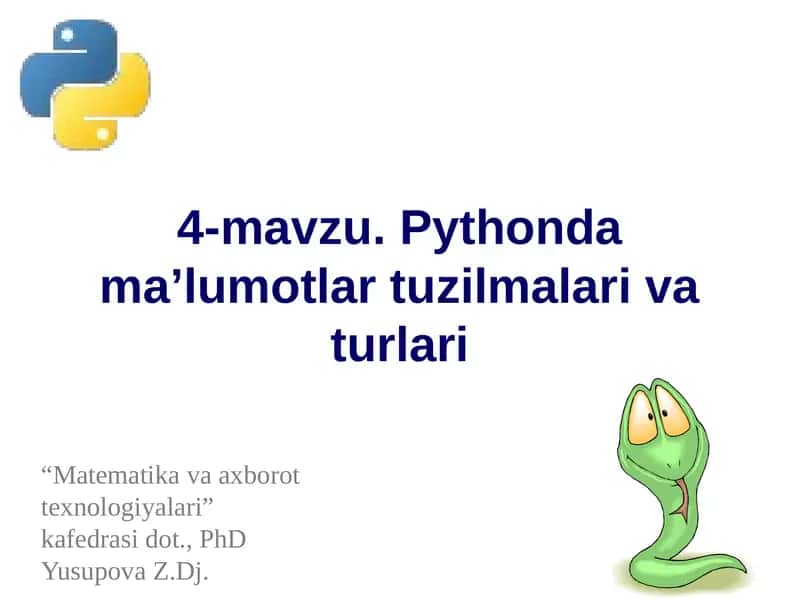 Python dama’lumotlar tuzilmalari va turlari