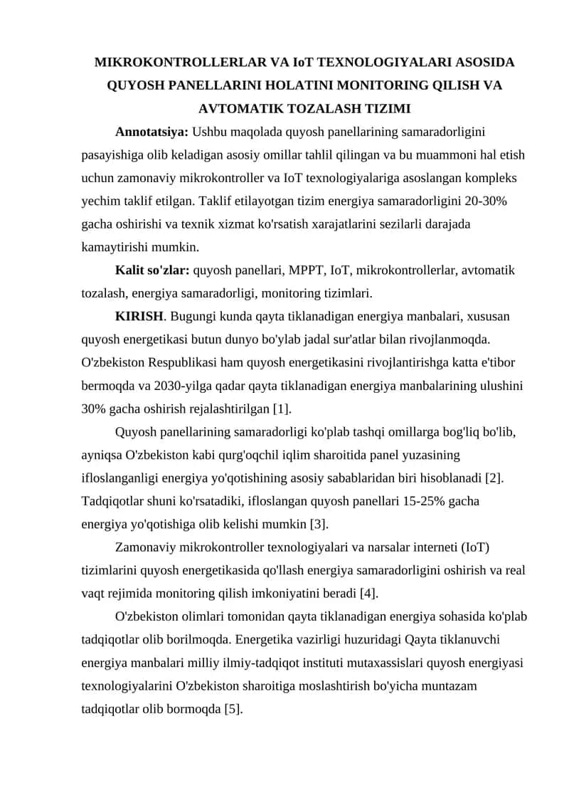 quyosh panelini tozalash
