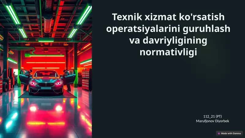 Texnik xizmat ko'rsatish operatsiyalarini guruhlash va davriyligining normativligi 112_21 (PT)