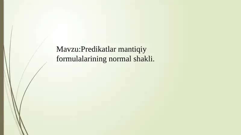 Predikatlar normal shakli