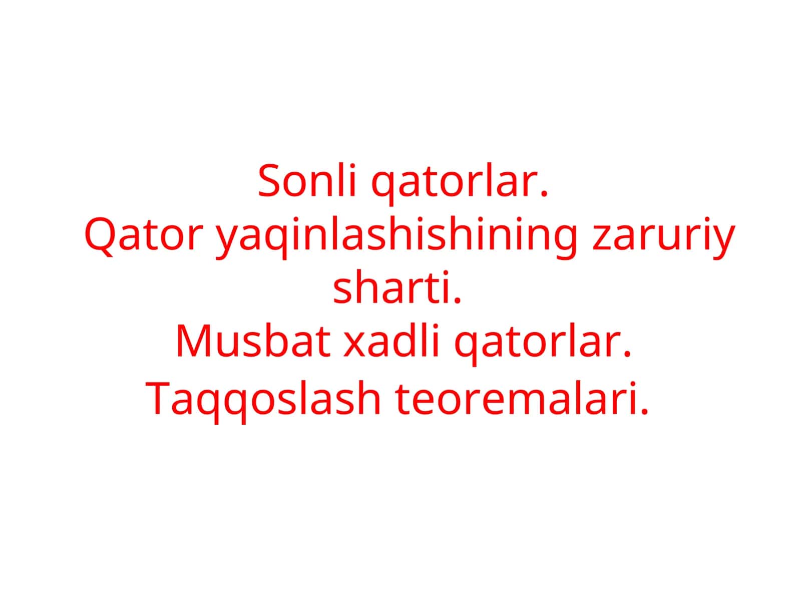 Sonli qatorlar