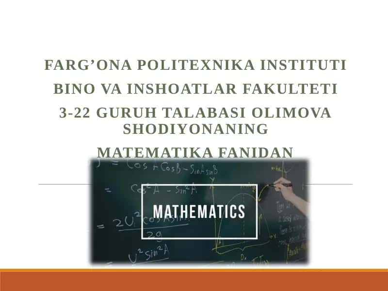 Ko’rsatkichli va logorifmli funksiya