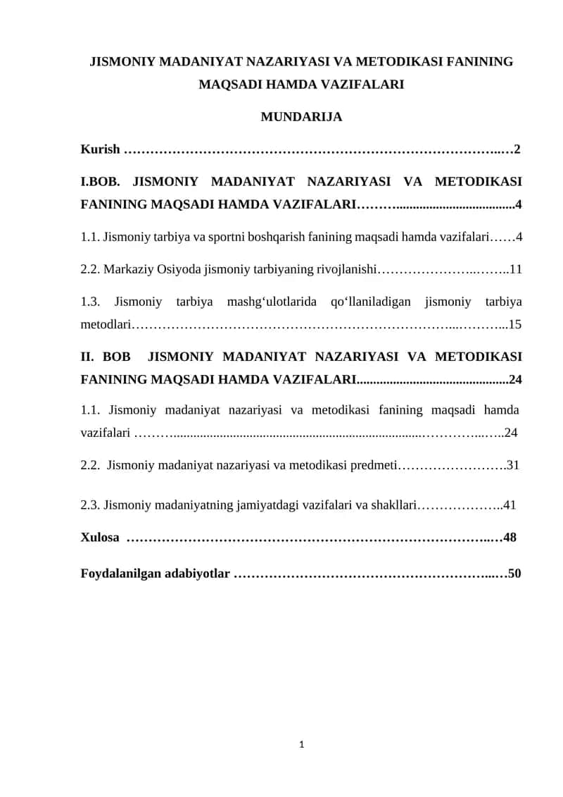 Jismoniy Madaniyat Nazariyasi va Metodikasi