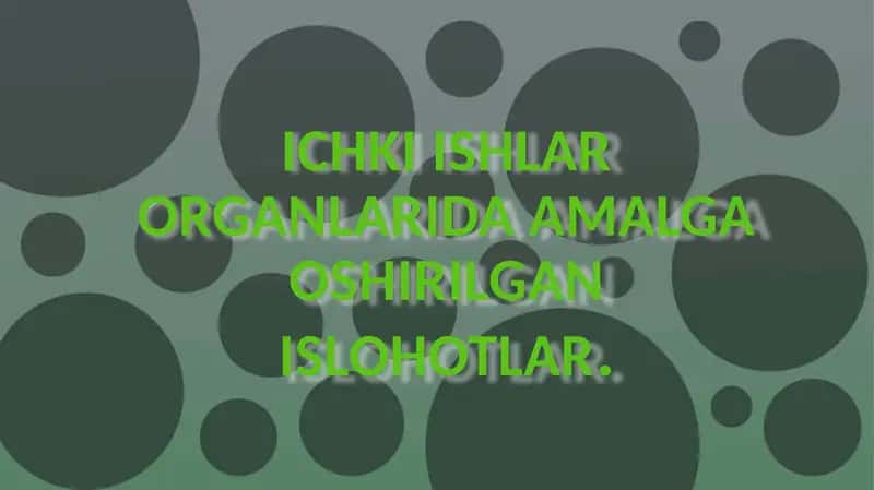 ICHKI ISHLAR ORGANLARIDA AMALGA OSHIRILGAN ISLOHOTLAR