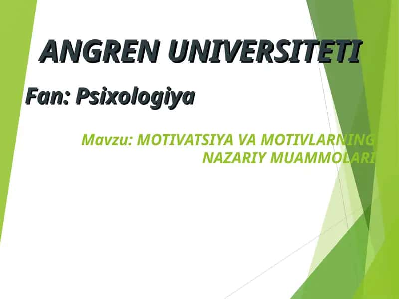 MOTIVATSIYA VA MOTIVLARNING NAZARIY MUAMMOLARI