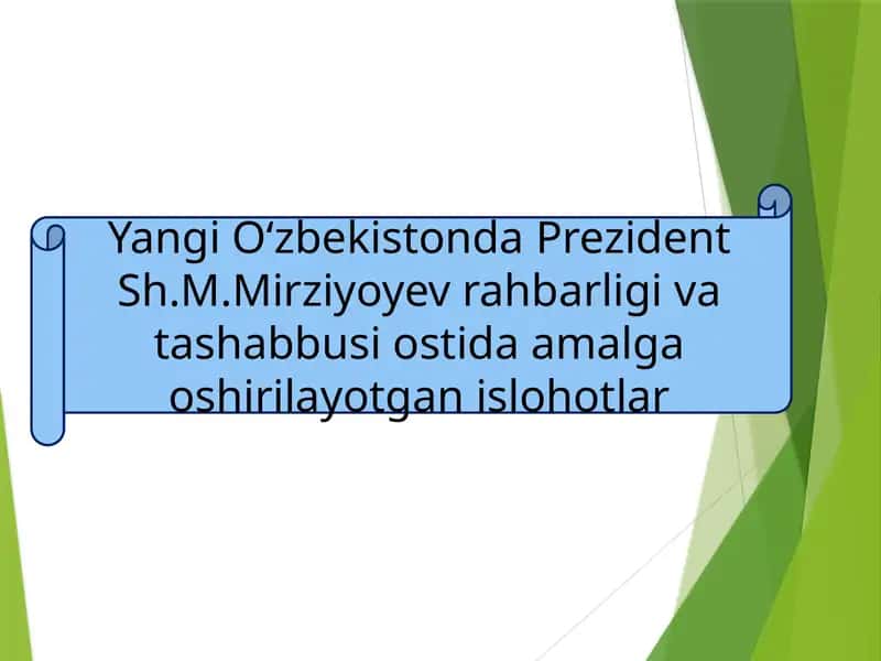 Yangi O‘zbekistonda Prezident Sh.M.Mirziyoyev rahbarligi va tashabbusi ostida amalga oshirilayotgan islohotlar