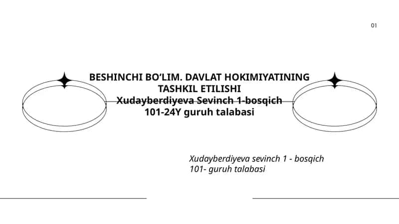 BESHINCHI BO‘LIM. DAVLAT HOKIMIYATINING TASHKIL ETILISHI