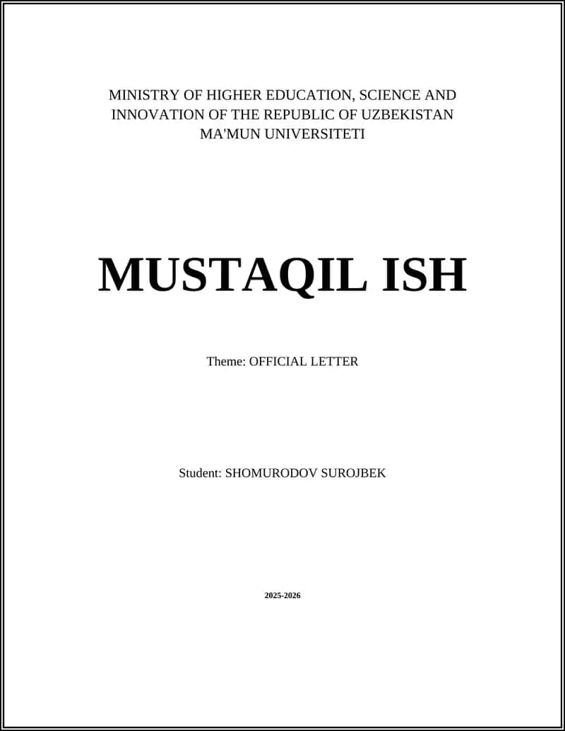 Theme: OFFICIAL LETTER