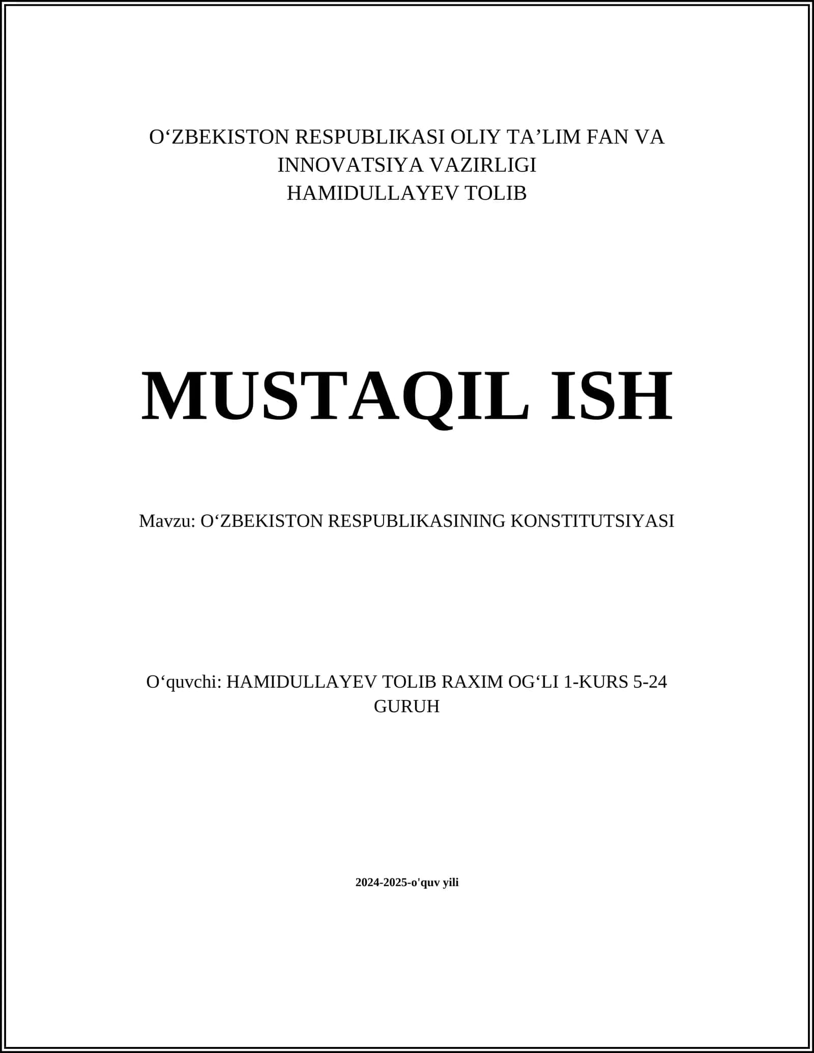 Oʻzbekiston Respublikasining Konstitutsiyasi