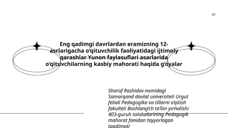 Eng qadimgi davrlardan eramizning 12-asrlarigacha o‘qituvchilik faoliyatidagi ijtimoiy qarashlar Yunon faylasuflari asarlarida o‘qituvchilarning kasbiy mahorati haqida g‘oyalar