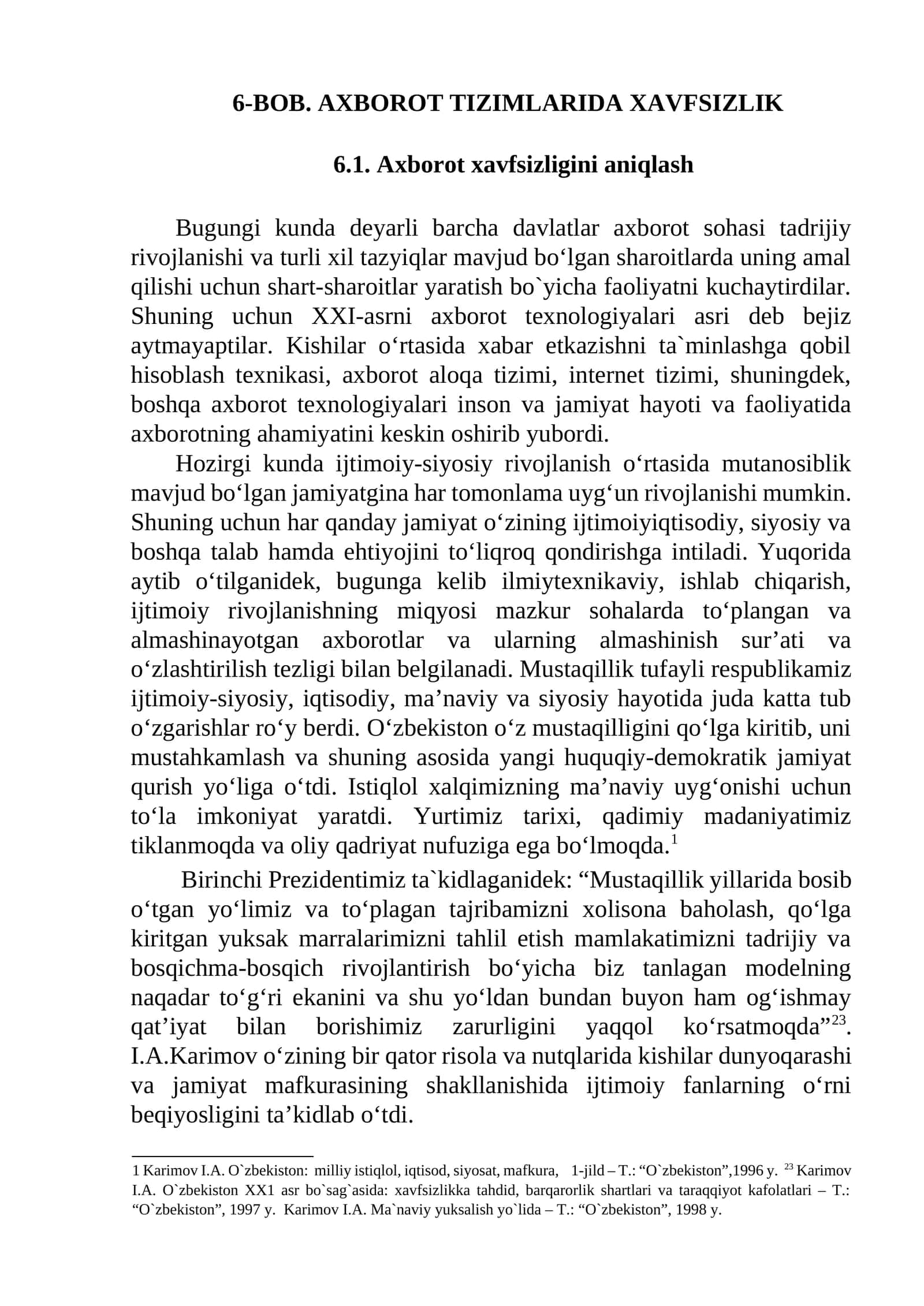 AXBOROT TIZIMLARIDA XAVFSIZLIK