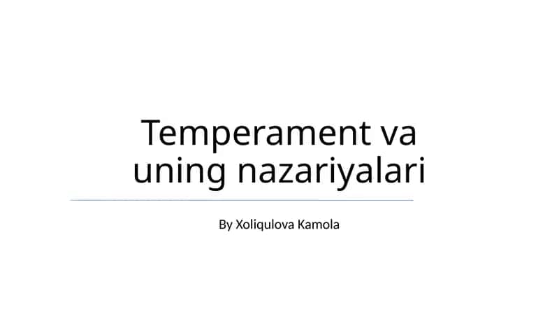 Temperament va uning nazariyalari