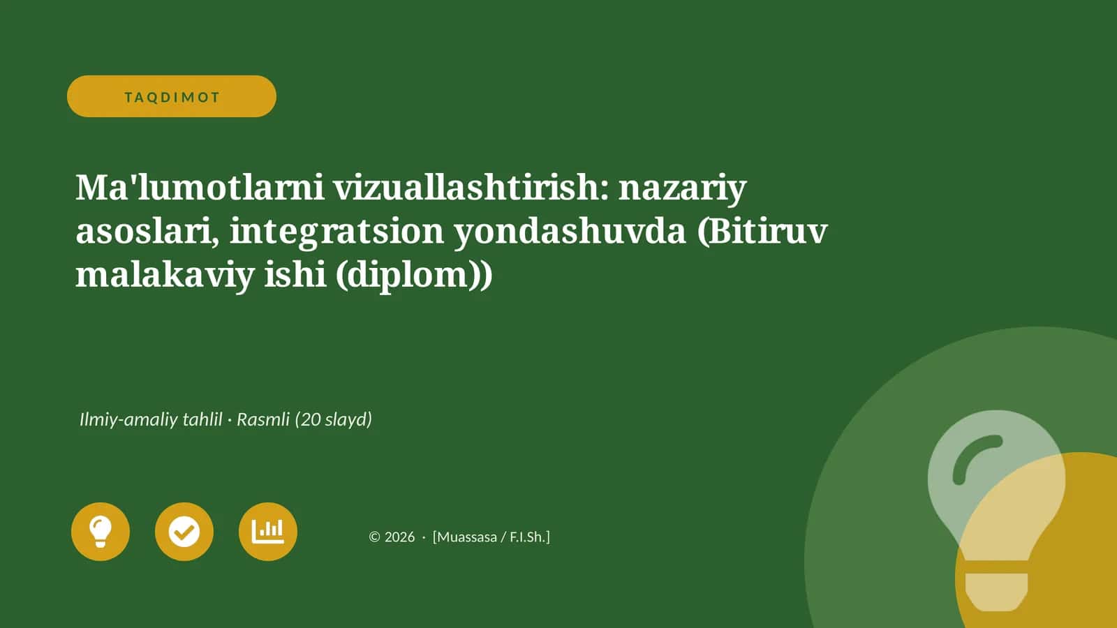 Ma'lumotlarni vizuallashtirish: nazariy asoslari, integratsion yondashuvda (Bitiruv malakaviy ishi (diplom))
