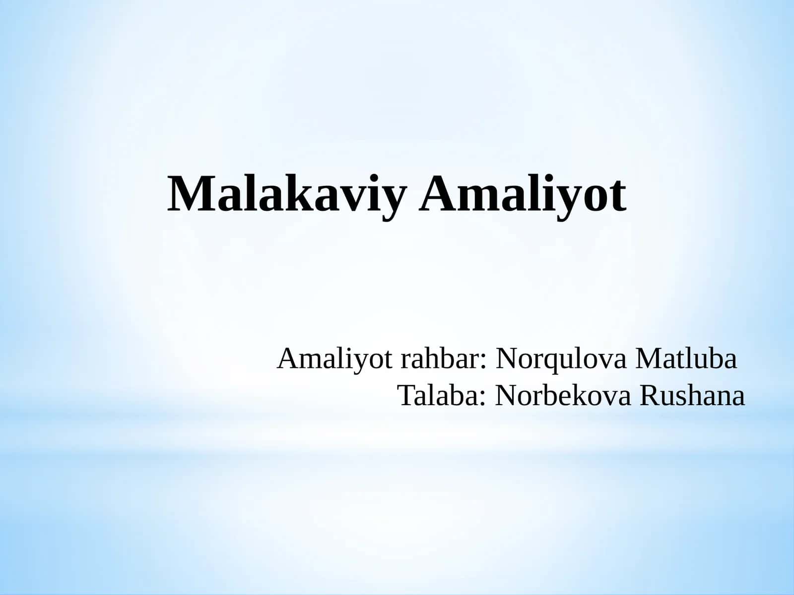 MalakaviyAmaliyot