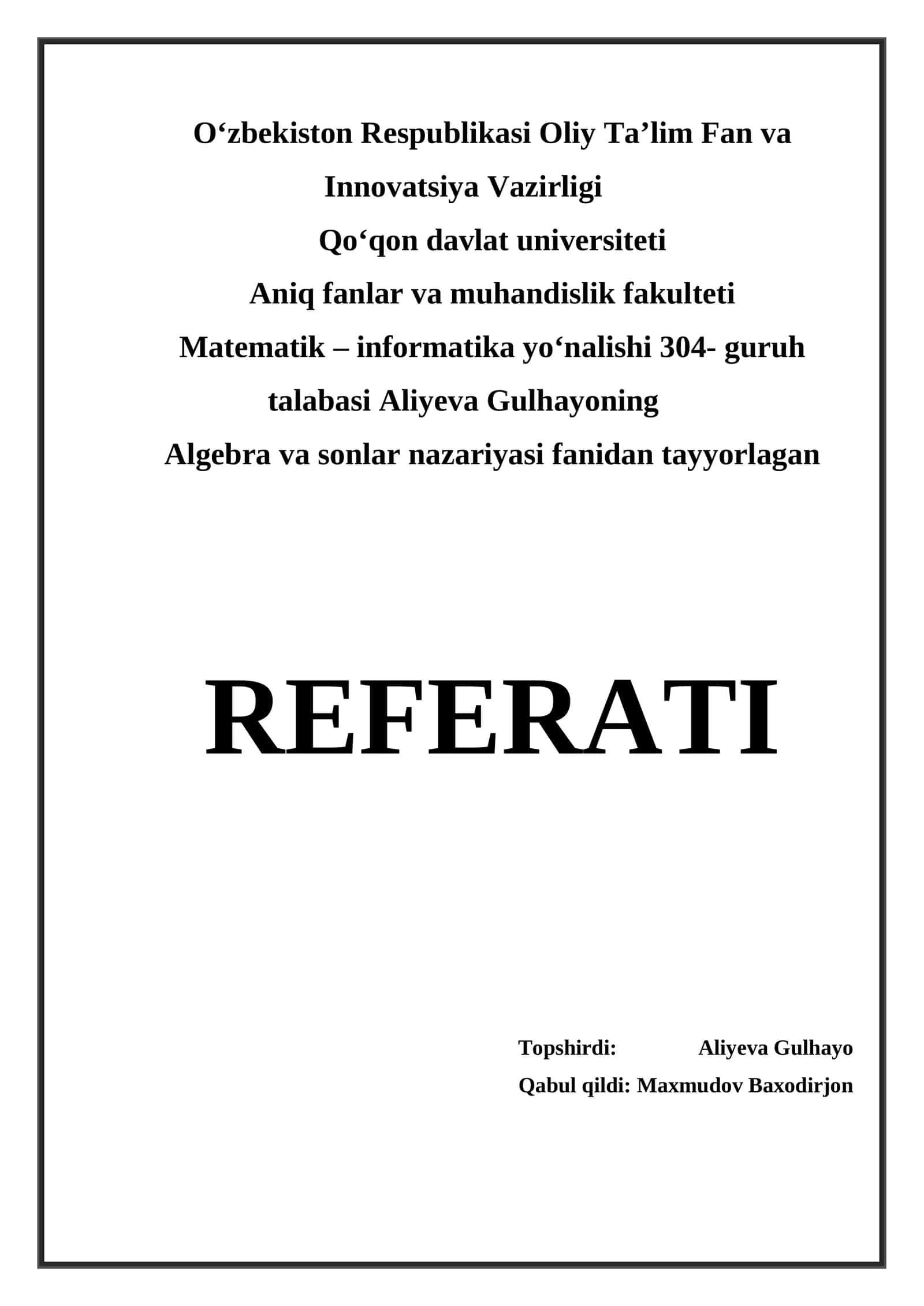 Matritsalar va ular ustida amallar