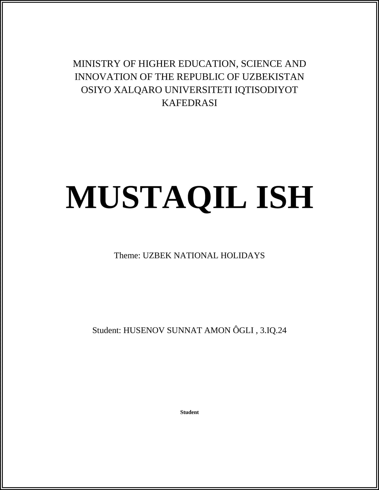 UZBEK NATIONAL HOLIDAYS