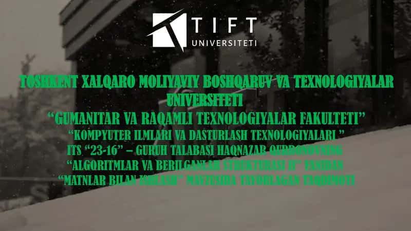 Pythonda matnlar bilan ishlash
