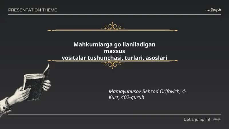 Mahkumlarga go`llaniladigan maxsus vositalar