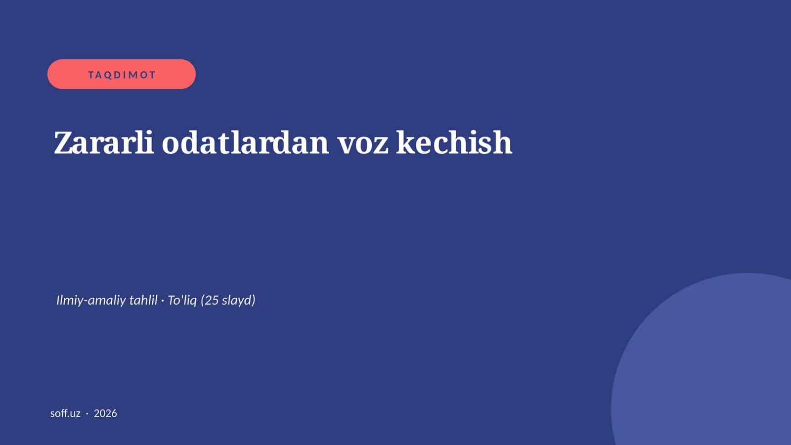 Zararli odatlardan voz kechish