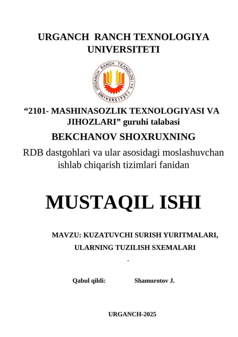 KUZATUVCHI SURISH YURITMALARI, ULARNING TUZILISH SXEMALARI