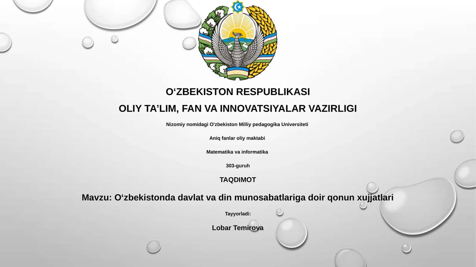 Oʻzbekistonda davlat va din munosabatlariga doir qonun xujjatlari