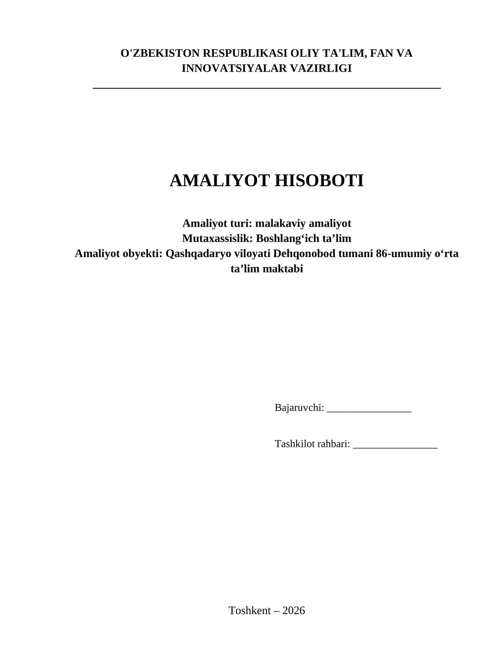 Boshlangʻich sinflarda metod bilan ishlash