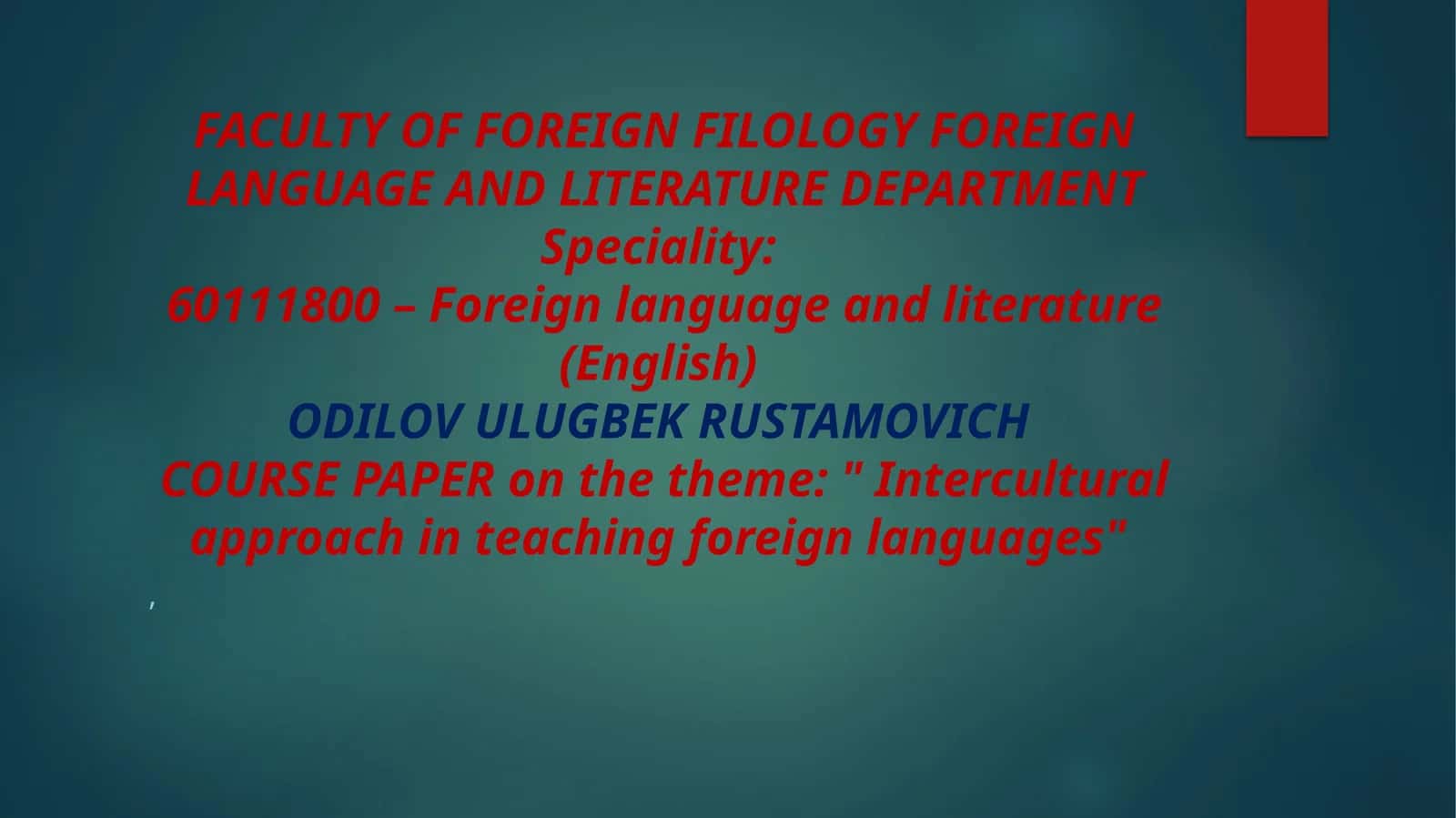Foreign language and literature (English)