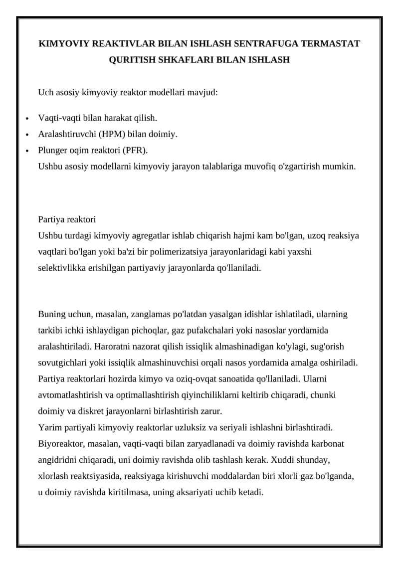 Kimyoviy reaktorlar