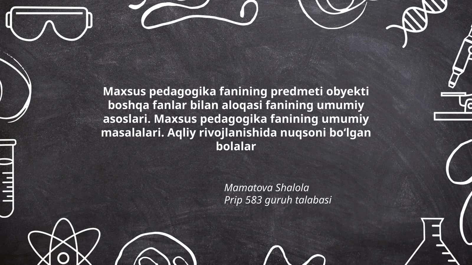 Maxsus pedagogika fanining predmeti