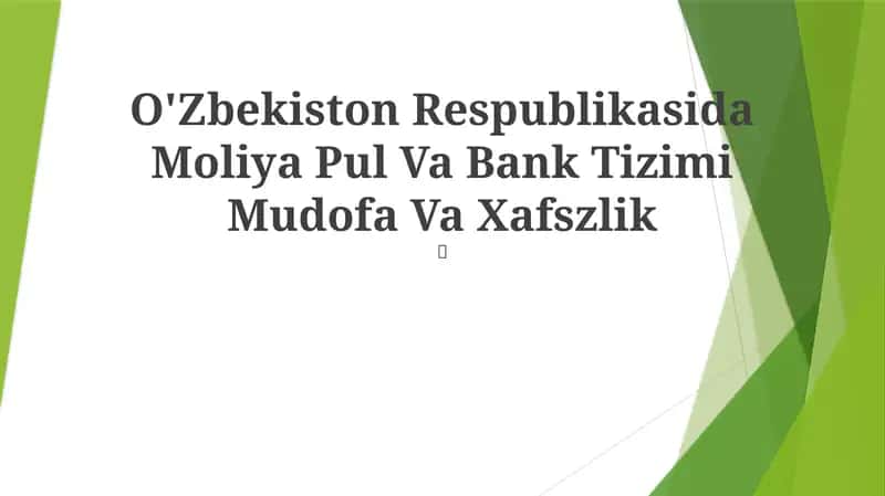 Moliya Pul Va Bank Tizimi Mudofa Va Xafszlik