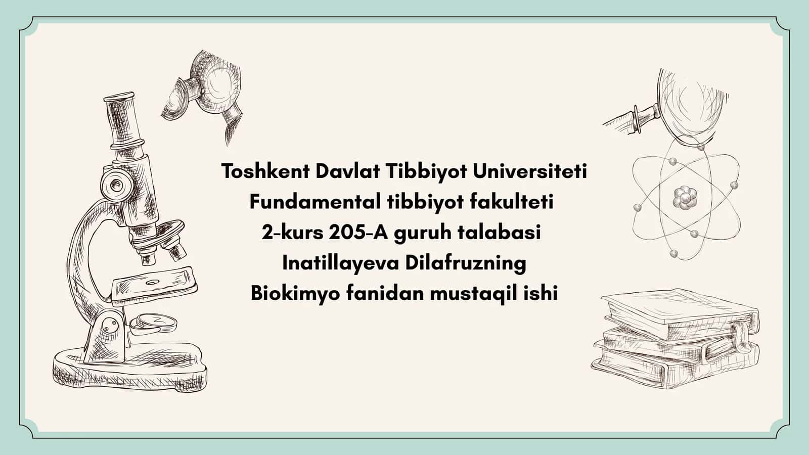 Biokimyo fanidan mustaqil ish