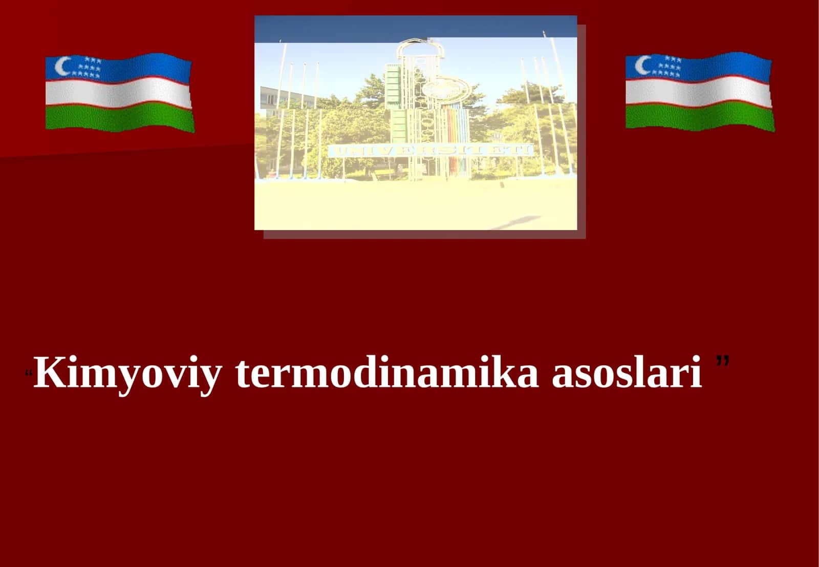 Кimyoviy termodinamika asoslari