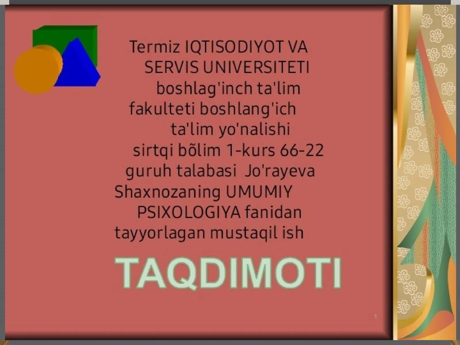 BILISH JARAYONLARI VA UNING BOSQICHLARI