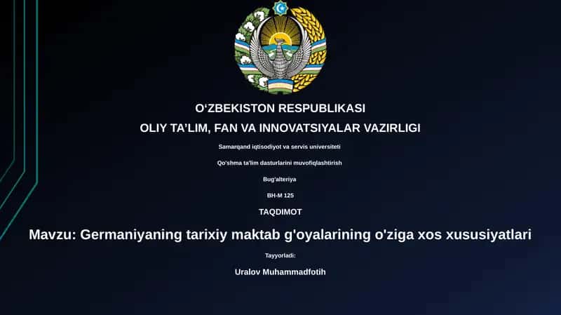 Germaniyaning tarixiy maktab g'oyalarining o'ziga xos xususiyatlari