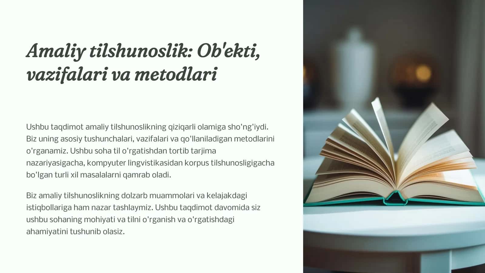 Amaliy tilshunoslik Ob'ekti, vazifalari va metodlari