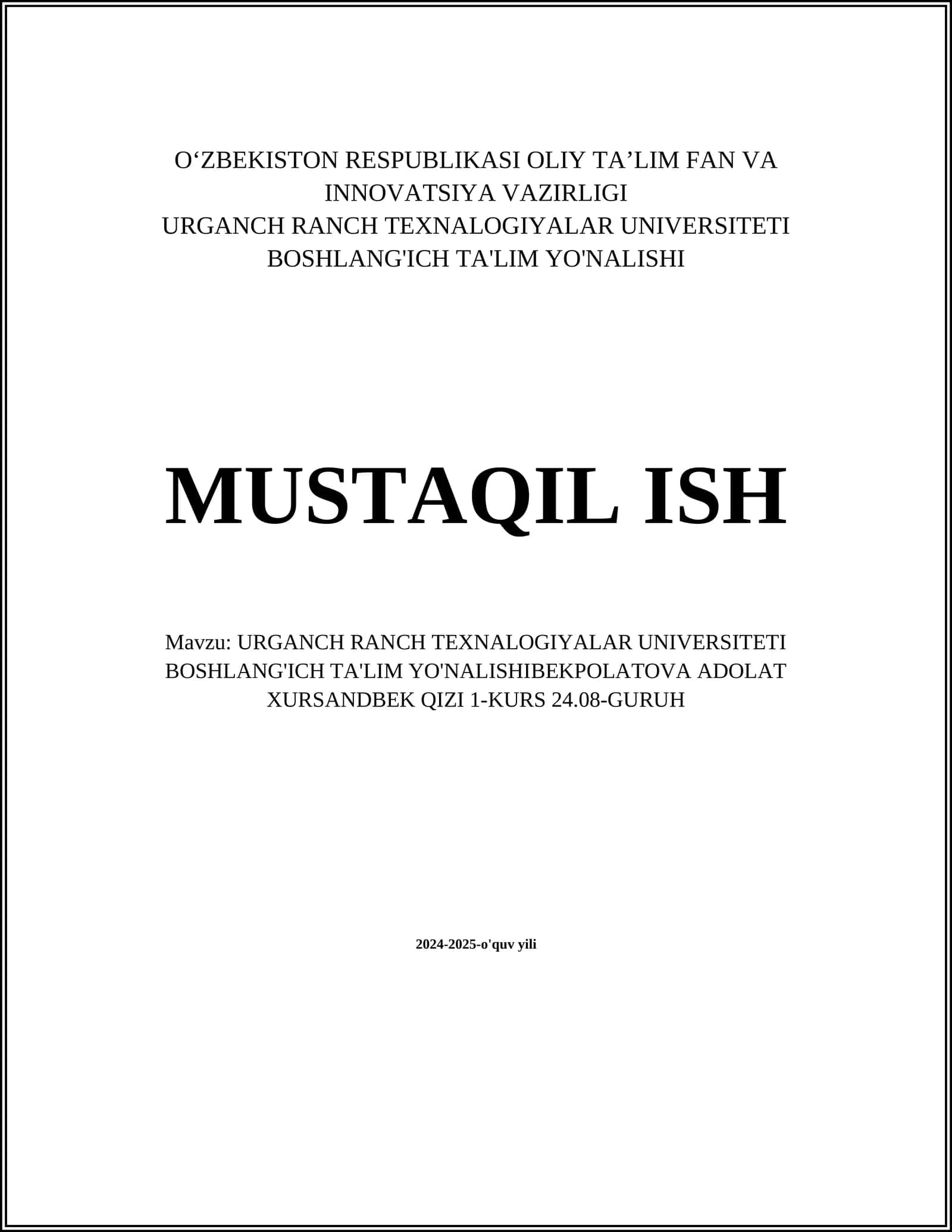Boshlang'ich ta'lim metodikasi