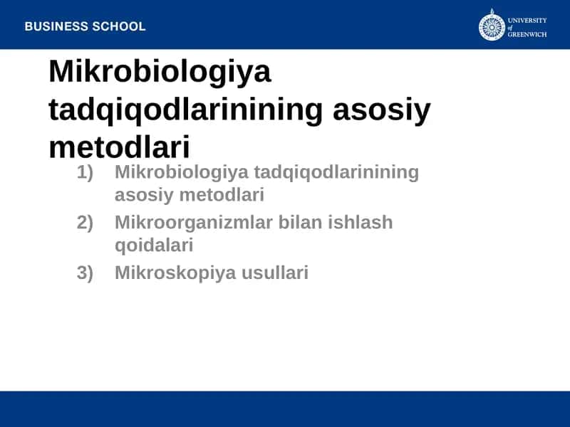 Mikrobiologiya tadqiqodlarinining asosiy metodlari