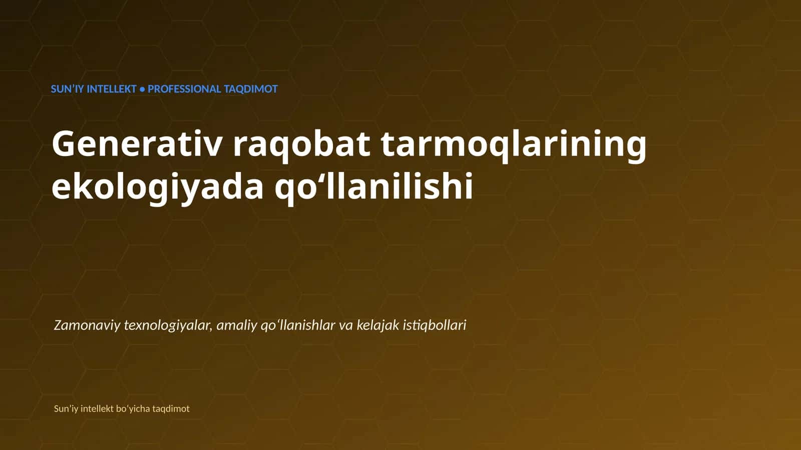 Generativ raqobat tarmoqlarining ekologiyada qoʻllanilishi