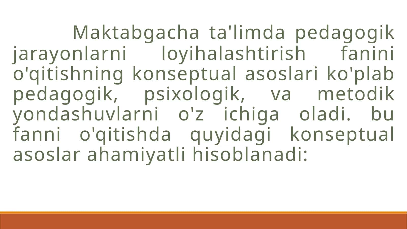 Pedagogik jarayonlarni loyihalash fanini o'qitish