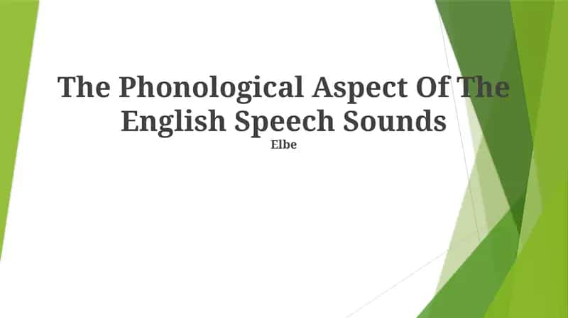 Phonological Aspect Of The English Speech Sounds
