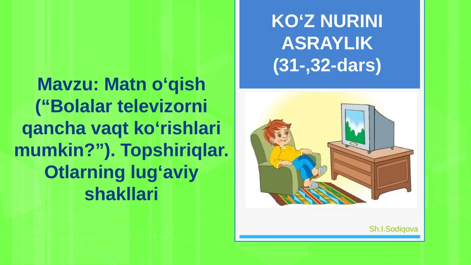 6-sinf Ona tili fani Otlarning lug'aviy shakllari dars taqdimot