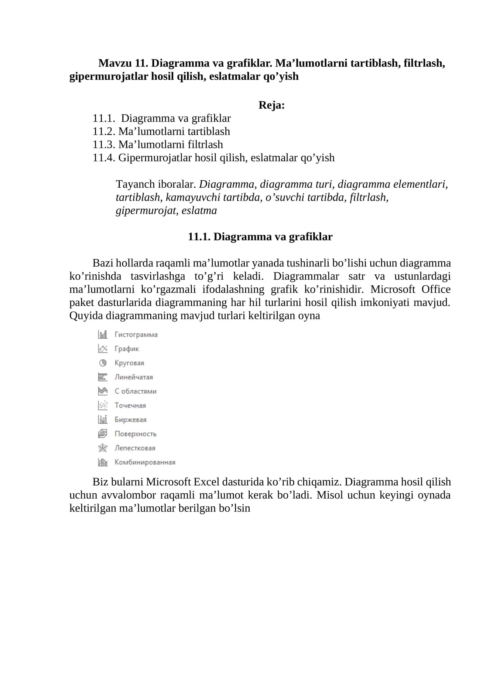 Diagramma va grafiklar
