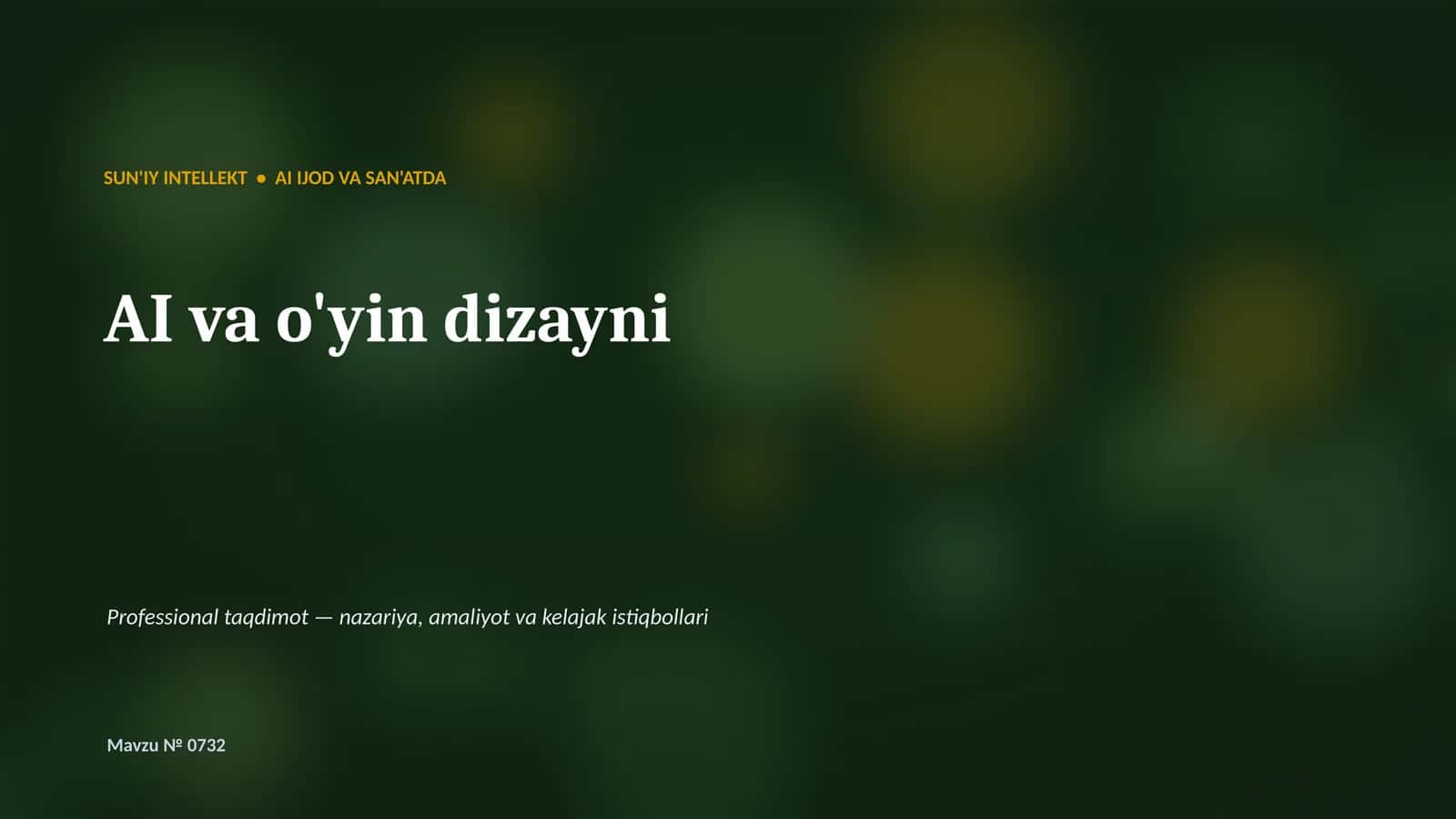 SUN'IY INTELLEKT • AI IJOD VA SAN'ATDA