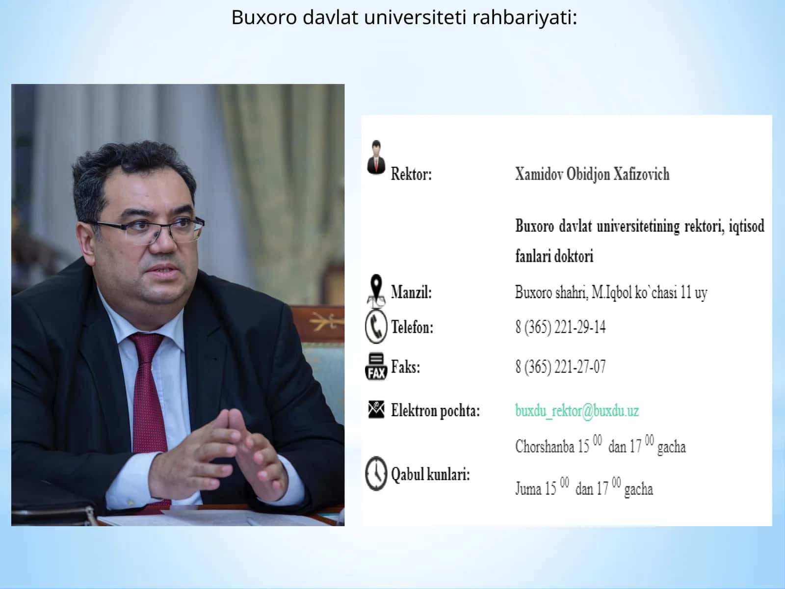 Moliya-iqtisod ishlari bo’yicha prorektor
