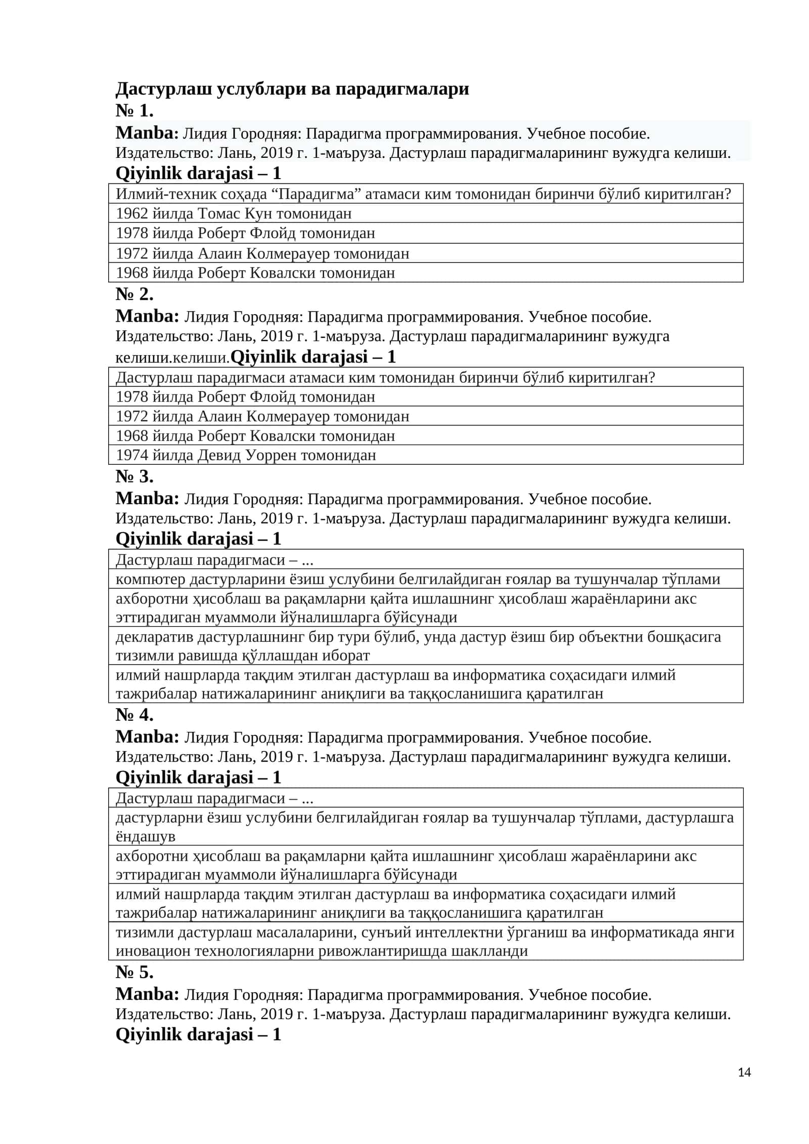 Парадигма программирования. Учебное пособие