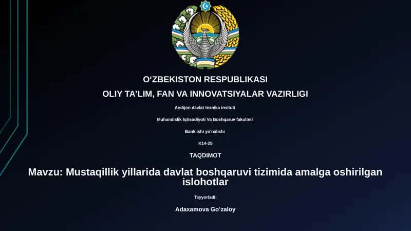 Mustaqillik Yillarida Davlat Boshqaruvi Islohotlar